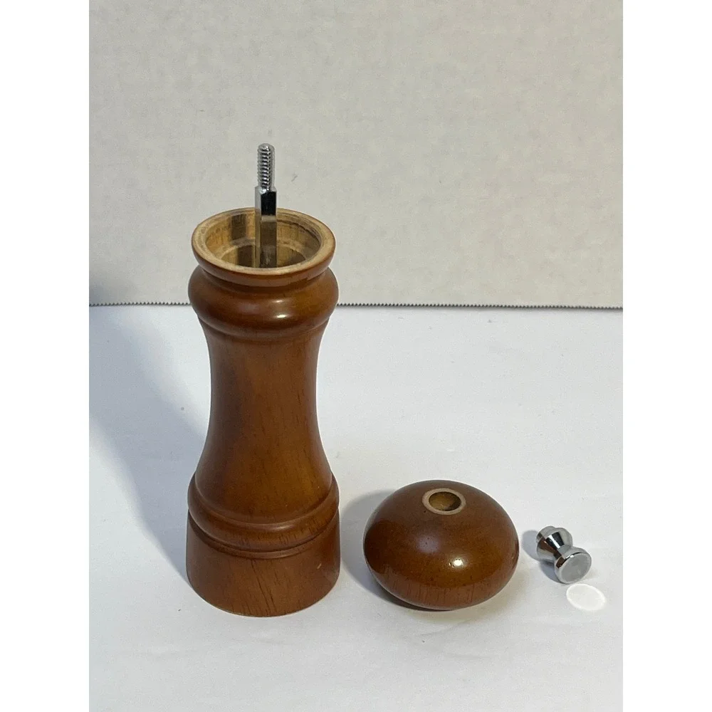 Vintage Spice Tree Wooden Pepper Mill Manual Spice Grinder Wood Chrome Knob